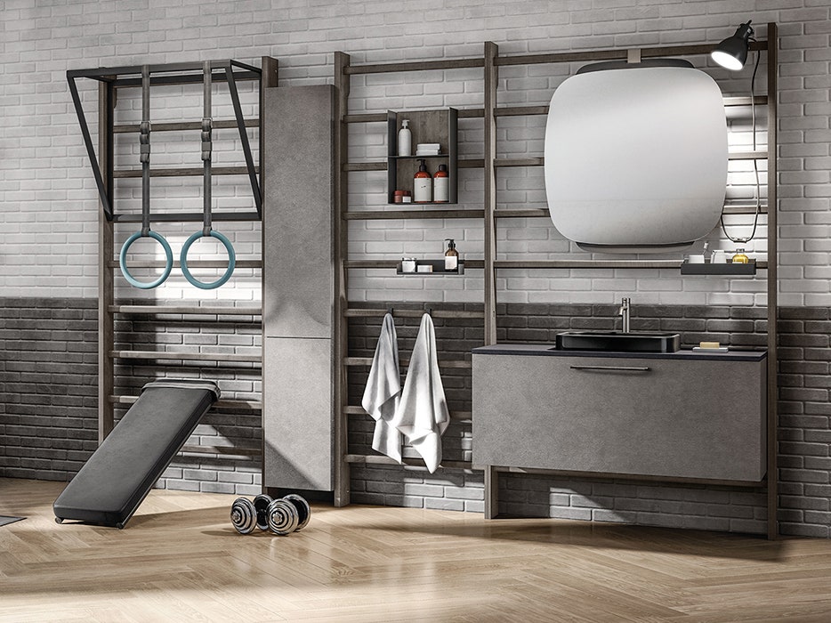 Gear-Scavolini-Ladder-Like-Gym-Space-Design-SOURCE-Scavolini A GLIMPSE AT THE SHINY, RITZY BATHROOM OF TOMORROW